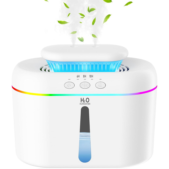 Зволожувач повітря 2L з нічним світлом для дитячої кімнати, рослин та дому (білий)