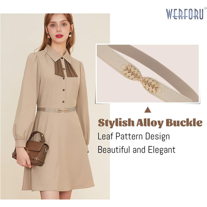 Еластичний пояс для жінок WERFORU: широкий, вінтажний, для суконь, чорний, білий, коричневий, бежевий, обхват талії 82-99 см