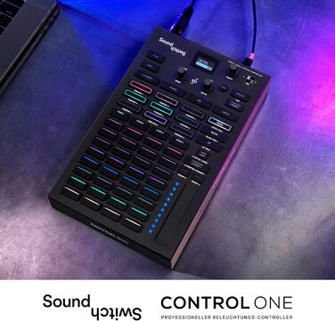 SoundSwitch Control One – Професійний контролер освітлення DMX для DJ з 3 місяцями доступу до програмного забезпечення SoundSwitch, підтримка DMX та Phillips Hue. Чорний колір