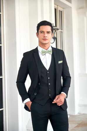 HISDERN Комплект краватки з візерунком пава, нагрудного хустинки та краваткових затискачів для чоловіків. Ідеально підходить для весілля, свят, Різдва, Хелловіну. Колір: салатовий.