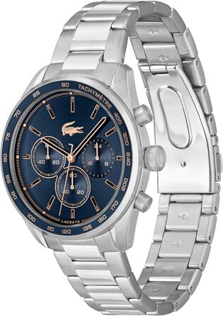 Годинник чоловічий Lacoste Boston Chronograph кварцовий з шкіряним або металевим браслетом (Navy, Метал)