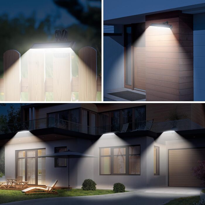 LEKIA Solar Lights for Outdoors, 2 Pack Clip-on Solar Light Garden with Motion Sensor, 2 Mounting Options 3 Modes Wall Light with 36 LEDs (6000k white)
