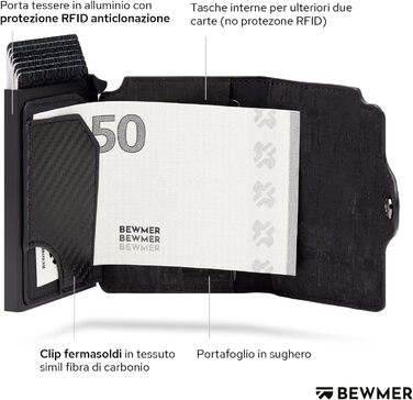 Гаманець-картхолдер BEWMER з RFID-захистом та застібкою на блискавці (чорно-червоний)