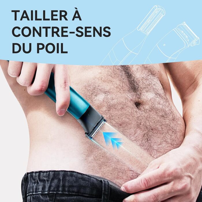 Триммер для тіла Kensen 2-в-1: для чоловіків, для інтимної зони, волога та суха, з насадками для грудей, пахв та зони бікіні