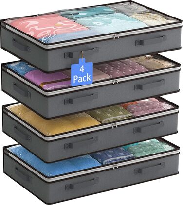 Коробка для зберігання під ліжко Flow Fire, 90L, 4 шт., з кришкою, складна, для постільної білизни та одягу