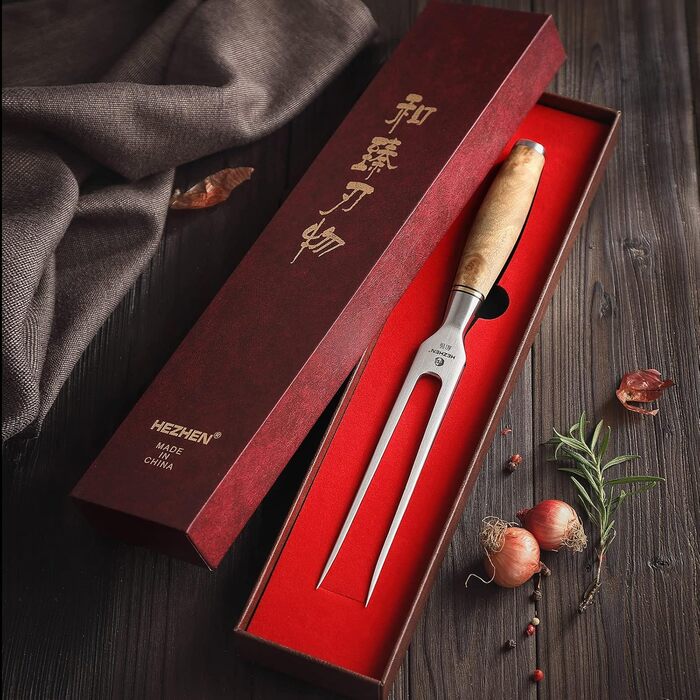 HEZHEN Кухонний ніж Gyuto з дамаської сталі 21 см, VG10, преміум-якість, серія Master, ручка з берези, для дому та ресторану