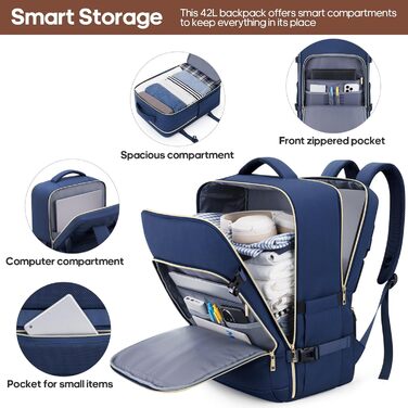 Набір валіз UKEIN 3 шт. з жорстким корпусом, міцний ручний багаж з 4 колесами, TSA-замок, рюкзак та косметичка (Marineblau)