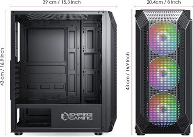 Корпус ПК EMPIRE GAMING Diamond для геймерів, ARGB, середній, ATX, з фасадом з алмазного плексигласу та скляною бічною панеллю, 4 вентилятори 120 мм RGB, (Ruby B)