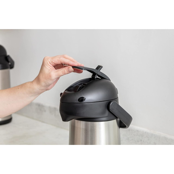 Emsa 637301600 President Insulated Pump Carafe | Capacity: 3 Liters | 12 hours hot | Detachable pump head | Integrated carrying handle | Stainless steel/Black