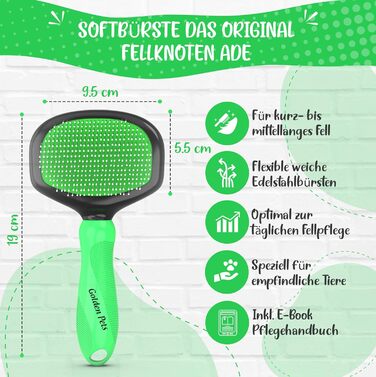 М'яка щітка для тварин TESTURTEIL: ідеальна для котів та собак, розмір M. Захисні нопочки для чутливої шкіри