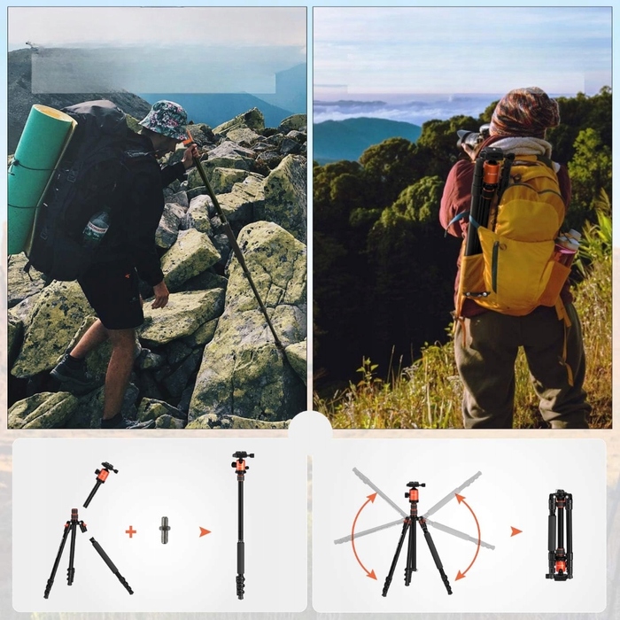 Штатив-трипод для фотографії Geekoto AT24Pro Dreamer, складаний, алюмінієвий, 3в1