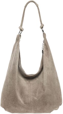 Сумка жіноча Caspar Vintage з велюрової шкіри (сіро-бежева) - Made in Italy, CLASSIC LINE No.617