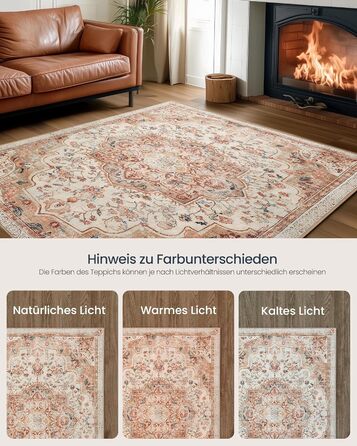 Килимок SONGMICS HOME Vintage, 120x170 см, для вітальні, спальні, кухні, коридору, їдальні, миючий, з антиковзаючим покриттям, TAR032G01 (Cappuccinobeige, 200B x 290L см)