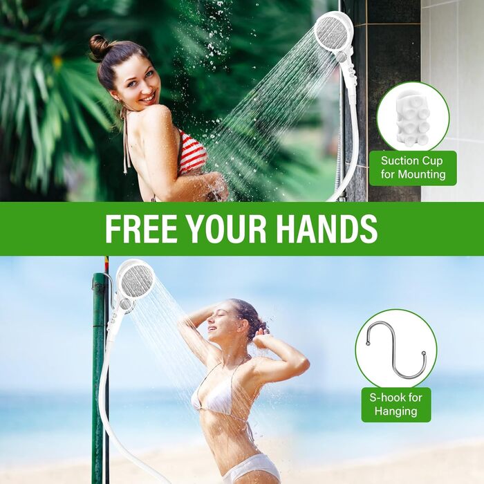 Portable Camping Shower with Battery 6000mAh Rechargeable, Camping Shower with Pump, Outdoor Shower with Adjustable Water Pressure for Camping, Hiking, Pet, Mobile Shower, RV Shower