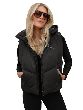 Жіноча степкова жилетка OZONEEE з капюшоном, без рукавів, для перехідного сезону, спортивна, чорна, XL