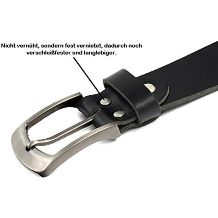 Чоловічий шкіряний ремінь Volmer® з телячої шкіри, чорний, ширина 38 мм, регульований, для джинсів та костюма, довжина 120 см, розмір 105 см