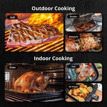 Бездротовий термометр для м'яса з Bluetooth 5.1, 100 м, додаток з рецептами, LED дисплей, для приготування їжі, духовки, BBQ, гриля