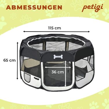 Клітка для цуценят Petigi XL, 115x115x65 см, 8-кутна, рожева (чорна), для собак, кроликів, морських свинок, котів