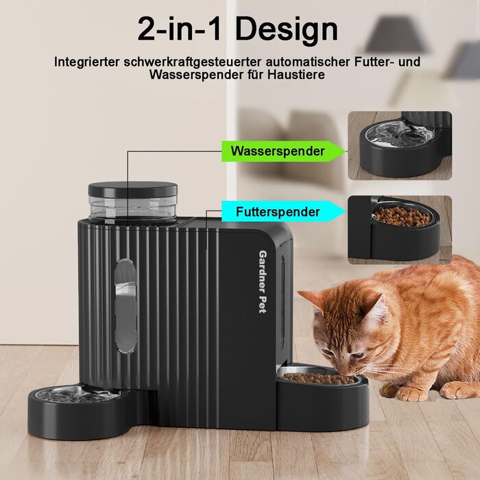 Gravity Pet Feeder - Automatic Cat & Dog Food Dispenser with Stainless Steel Bowls (6L x 2), BPA-Free, No Electricity Required