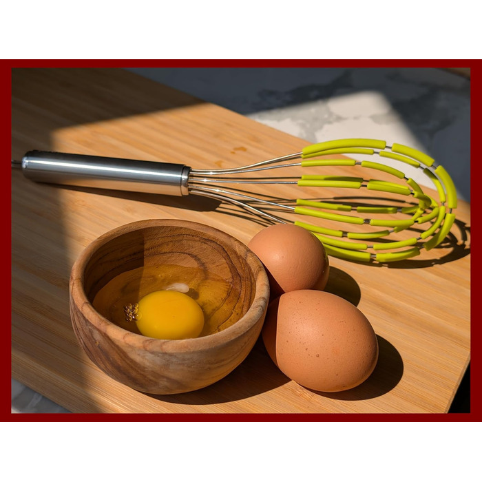 Силіконовий вінчик для збивання з лопатками, нержавіюча сталь 18/10, антипригарне покриття, безпечний для сковород, ергономічна ручка, ідеально підходить для змішування, збивання та перемішування, 27.9 см, червоний