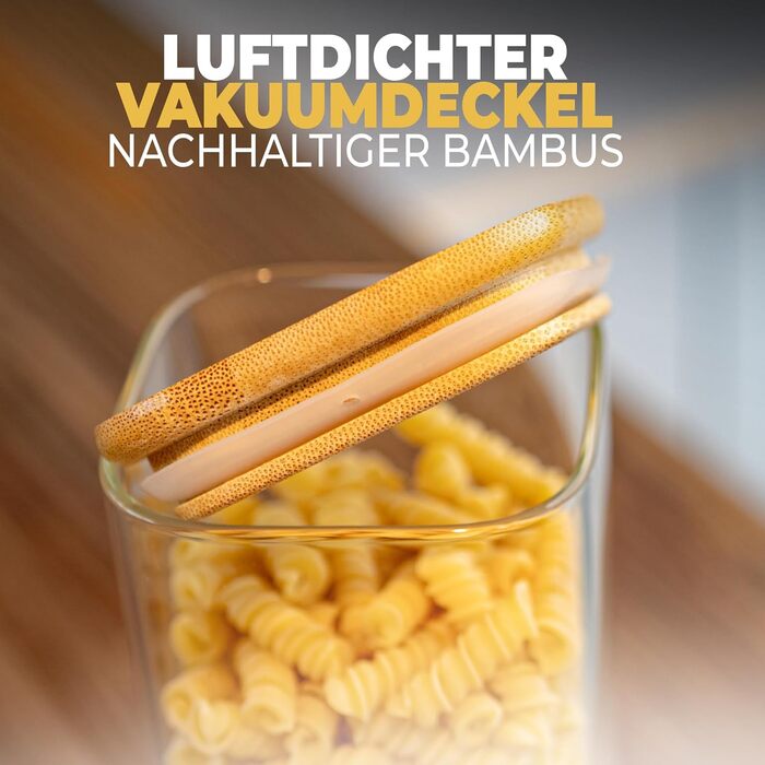 Скляні банки для зберігання з кришкою, кутові, набір 8 шт., об'єм 5,2 л, посилене скло, герметичні контейнери для продуктів, кухонні органайзери