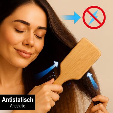 Набір з 2 бамбукових гребінців з натуральною щетиною - екологічні гребінці-щітки для жінок, чоловіків та дітей - масажні гребінці для здорового волосся (гребінець-щітка/гребінець)