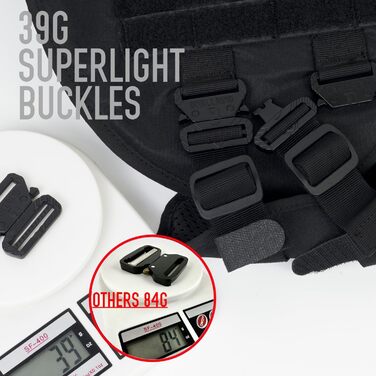 Тактичне облягання для собак, підтримуюче облягання для середніх та великих собак, Air Mesh регульоване облягання для службових собак з металевою застібкою 39g для навчання, прогулянок, чорний, розмір M (обхват шиї: 36-53 см, обхват грудей: 50-74 см)