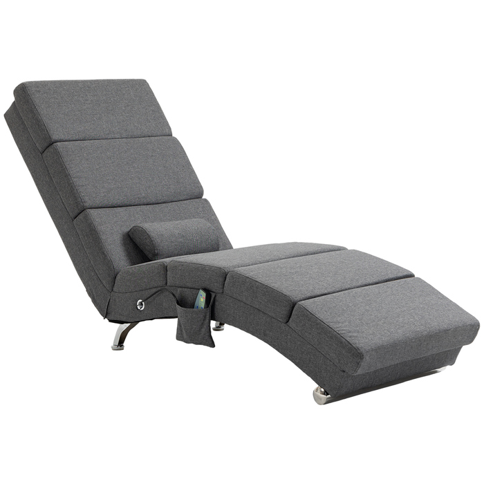 HOMCOM Recliner with Massage Function Electric Lounge Chair Massage Chair with High Backrest, Remote Control, Foldable TV Chair with 5 Modes, Pillow, Dark Grey | Aosom