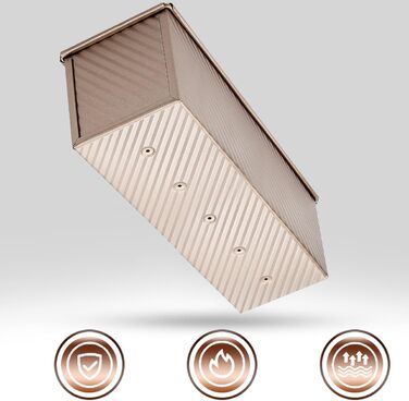 Loaf pan with lid 1000g dough capacity, toast bread baking pan 35x14x2cm, bread loaf pan, bread baking, toast bread pan, aluminum, steel, toast form, non-stick baking pan, toast with ventilation holes for bread, loaves, cakes