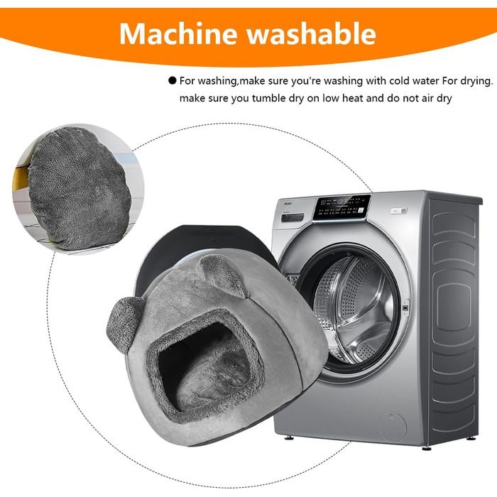 Кішка Будиночок-ліжко для котів, 40см, сірий. Миється, плюшевий, для котів, кроликів, собак та інших дрібних тварин