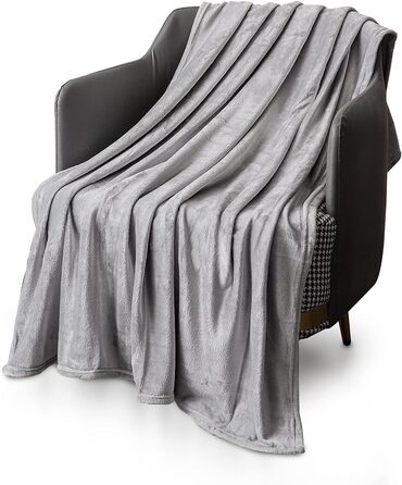 Плед KEPLIN Luxuriöse Flanelldecke: великий м'який плед з мікрофібри, 150 x Queen, сріблясто-сірий