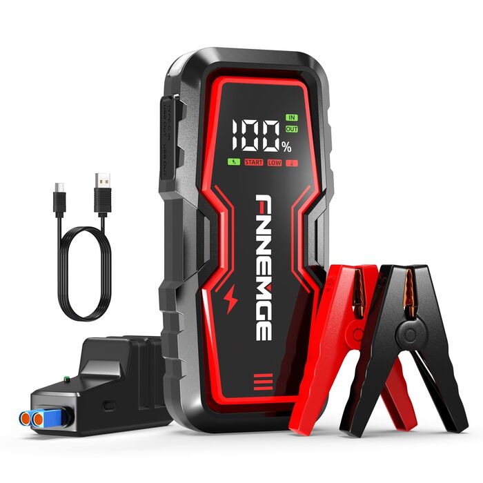 Портативний акумулятор для авто Jump Starter 6000A, 12V, з LED-ліхтариком та HD-екраном