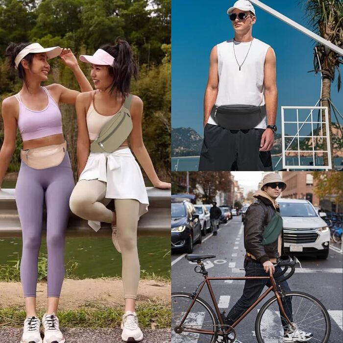 Чоловіча/Жіноча поясна сумка на пояс з PU шкіри, бананка для спорту, подорожей, прогулянок з собакою, чорна