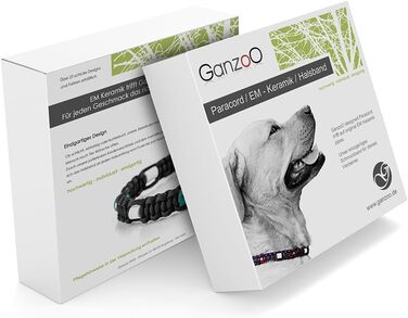 Нашийник для собак Ganzoo EM з кераміки та паракорду 550, розмір L (52-64 см), чорний, регульований