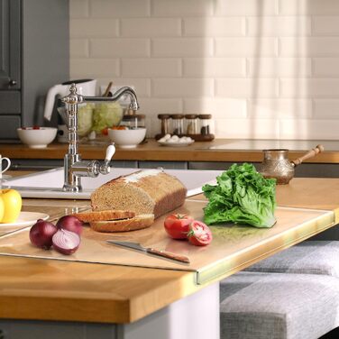 Acrylic Cutting Board, 60x45cm Cutting Board, Large Cutting Board with Lip, Non-Slip, Glass Cutting Board for Kitchen Countertops, Transparent, Gift for Kitchen, Kitchen Utensils, Kitchen Gadgets