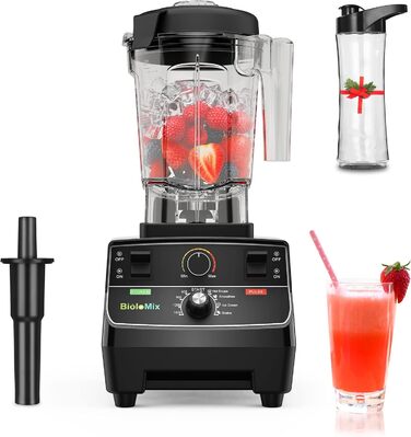 BioloMix High-Performance Blender 2200W, Self-Cleaning Function, Stand Mixer with 2L Container and 600ml Travel Cup BPA Free. Smoothie Mixer