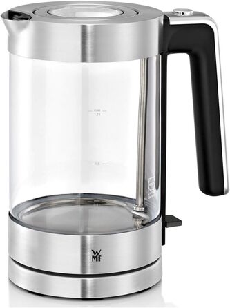 WMF Lono Glass Kettle 1.7 Liter, Glass Kettle with Scale Filter, Cordless, 3000 Watts, Matte Stainless Steel