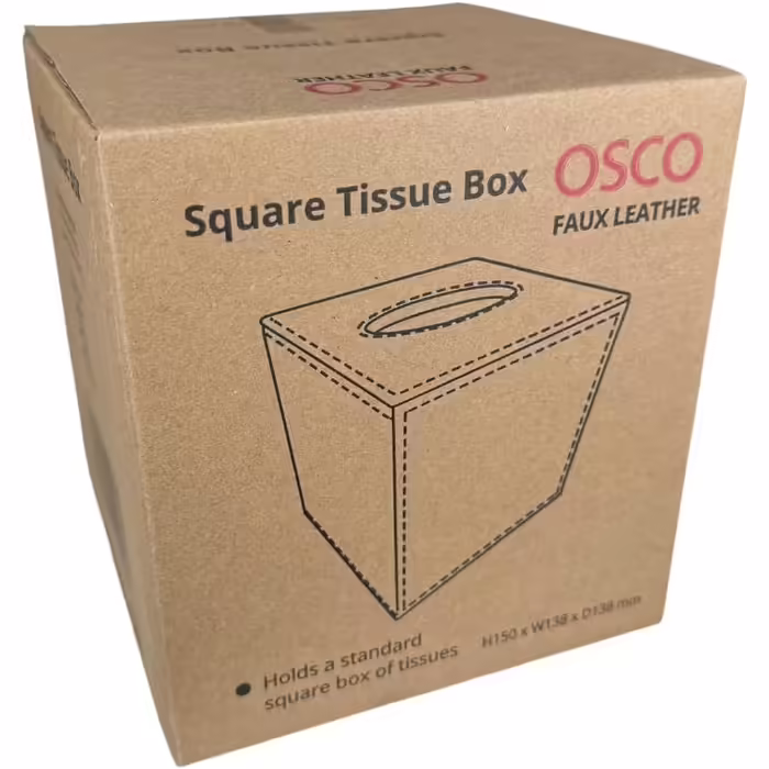 OSCO Tissue Box Cover in Faux Leather, Brown