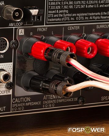 Bananstecker для акустичних кабелів FosPower: 24K позолота, High-End, 2 пари (4 шт.) - червоний та білий