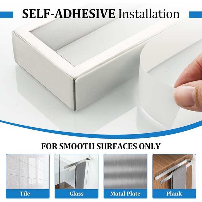 Тримач для рушників SAYAYO без свердління, нержавіюча сталь, 40 см, для ванної та кухні