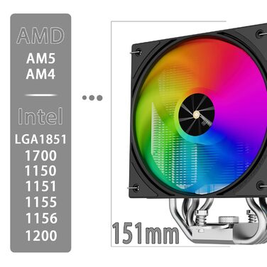 Assassin X 120 ARGB: Кулер для CPU з цифровим дисплеєм, 4 теплові трубки, 120 мм вентилятор, підтримка AM5/AM4, Intel LGA1851/1700, чорний