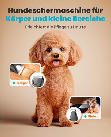 Машинка для стрижки собак та котів oneisall 2-в-1 з тримером для подушок, LED-підсвічуванням, тиха, акумулятор 2000 mAh, для густого та кучерявого хутра, синього кольору