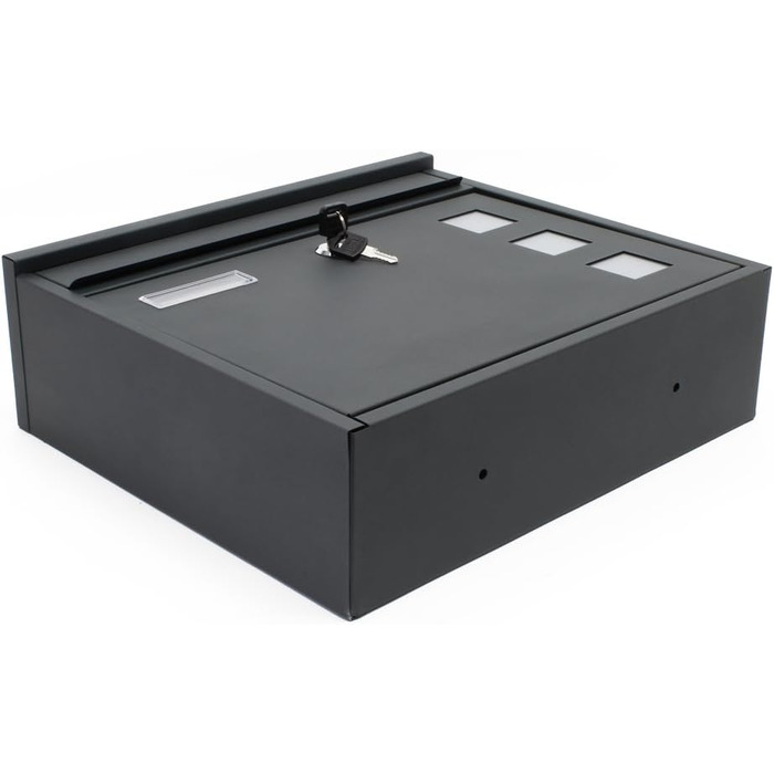 Поштова скринька Wiltec V12 антрацит 360x115x320 мм, настінна, з замком, оглядовим вікном та табличкою для імені, сталь оцинкована