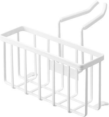 YAMAZAKI 5639 Tower Sink Organizer, White, Steel/Silicone, Minimalist Design, 20.3 x 18.5 x 14 cm (LxBxH)
