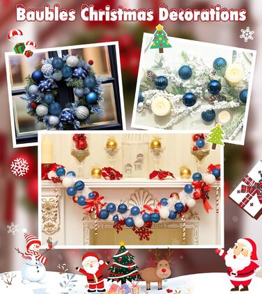 Прикраси для ялинки BLAZOR, 36 шт. 4см/6см, пластикові кулі, червоні, золоті, сині, срібні