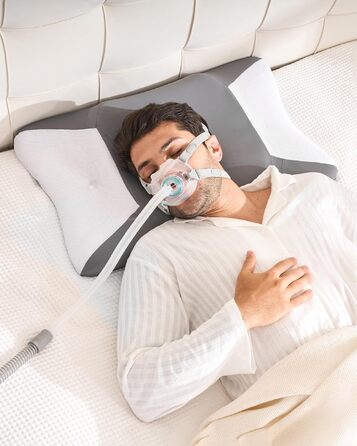 Ергономічна подушка з ефектом пам'яті (Memory Foam) для шиї та голови, дихаюча наволочка, підходить для сну на боці, спині та животі, темно-сіра, 65 x 40 x 9/11 см