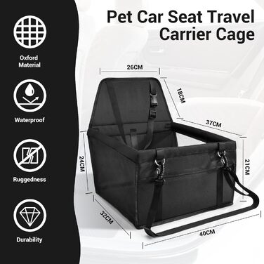 Автомобільний лежак для собак на заднє сидіння, чорний, з дихаючого матеріалу Oxford, миючий, для маленьких та середніх собак