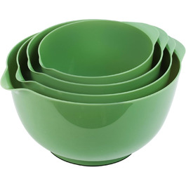 Набір мисок для змішування BoxedHome (4 шт.) - зелений, з нержавіючої сталі, з антиковзним покриттям, для салатів та сервірування