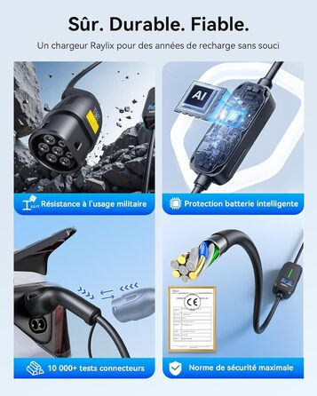 Raylix 2026 Neu 11kW Wallbox для електромобіля Typ 2 з кабелем 8-16A (3 фази), лічильником електроенергії, регулюванням струму та відтермінованим заряджанням + кабель CEE 16A - Typ 2 (5м)