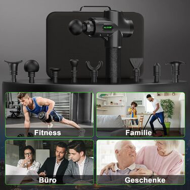 Масажер для м'язів ALDOM Massage Gun: електричний масажний пістолет з 30 швидкостями та 8 насадок (чорний)